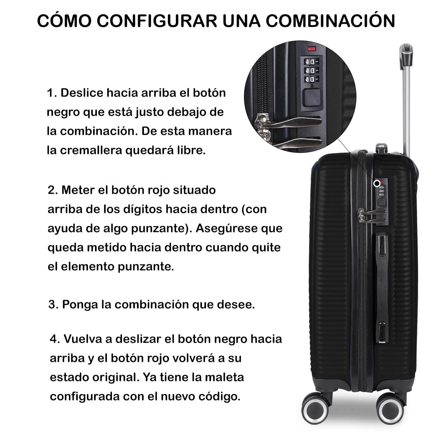 MERCURY TEXTIL- Juego de 2 Maletas de Viaje (Negro) | Cabina y Mediana, Maletas de ABS Rígidas, Ligeras y Resistentes 4 Ruedas Dobles 360º