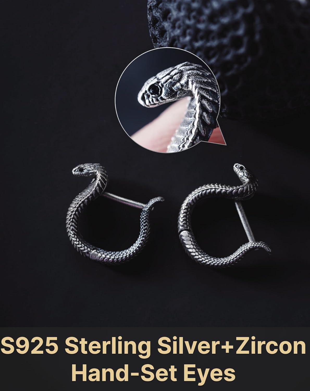 COPPERTIST.WU Cobra Snake Earrings Dainty Huggie Hoop Earrings Hypoallergenic Earrings Jewelry Gift for Women Men(925 Sterling Silver/Gold Vermeil)