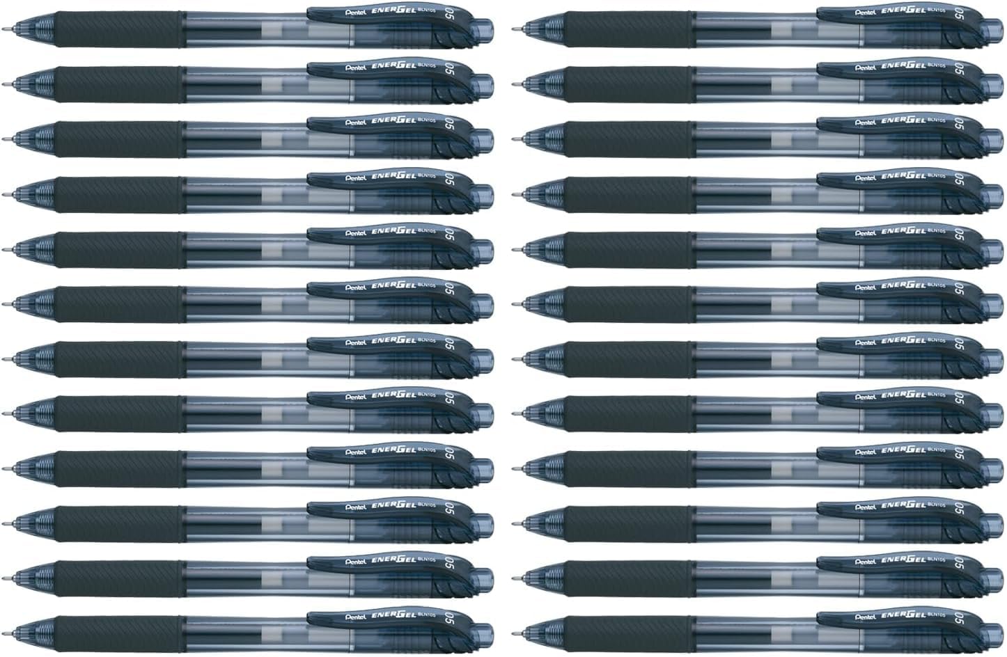 Pentel EnerGel-X Retractable Liquid Gel Pen, 0.5 mm, Black, Pack of 24