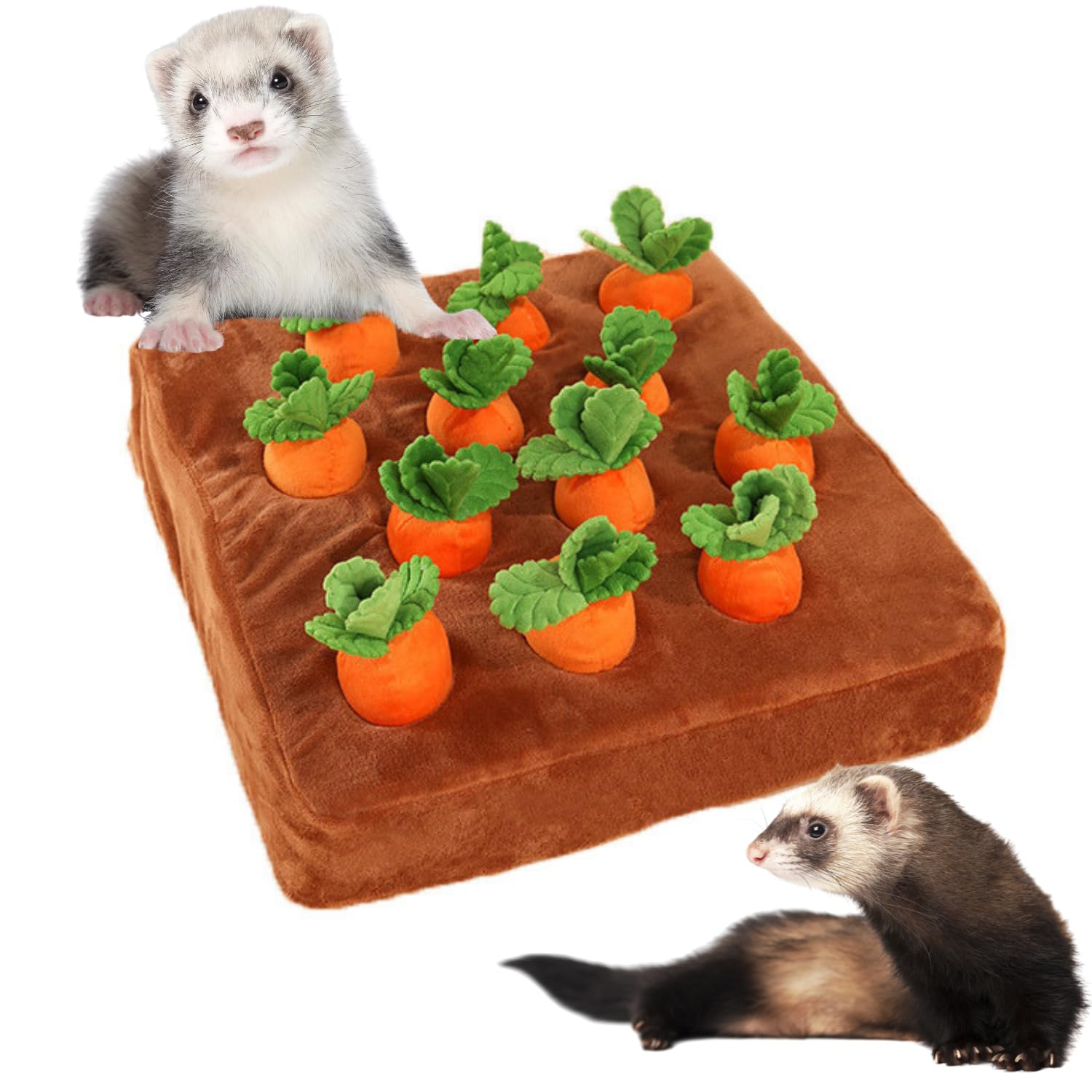 Tapis à renifler interactif pour Furet - Jouet d'enrichissement de friandises pour Petits Animaux, Lapin, Chinchilla, Cochon d'Inde, Hamster (12 Carotte)