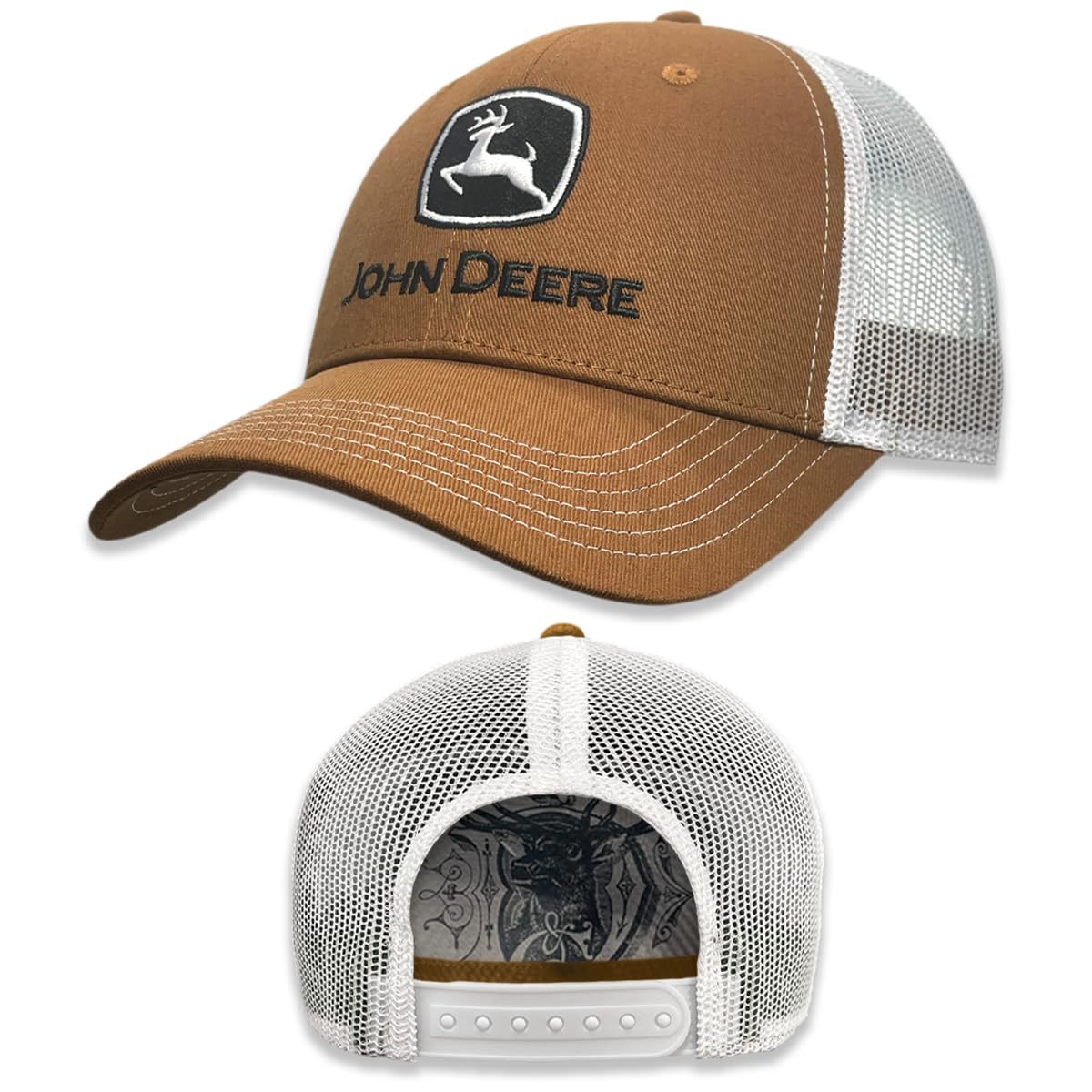 John Deere Baseball Cap Trucker Hat 13083340 Current Baseball Cap Trucker Hat Trademark Embroidery Khaki, Khaki, One Size