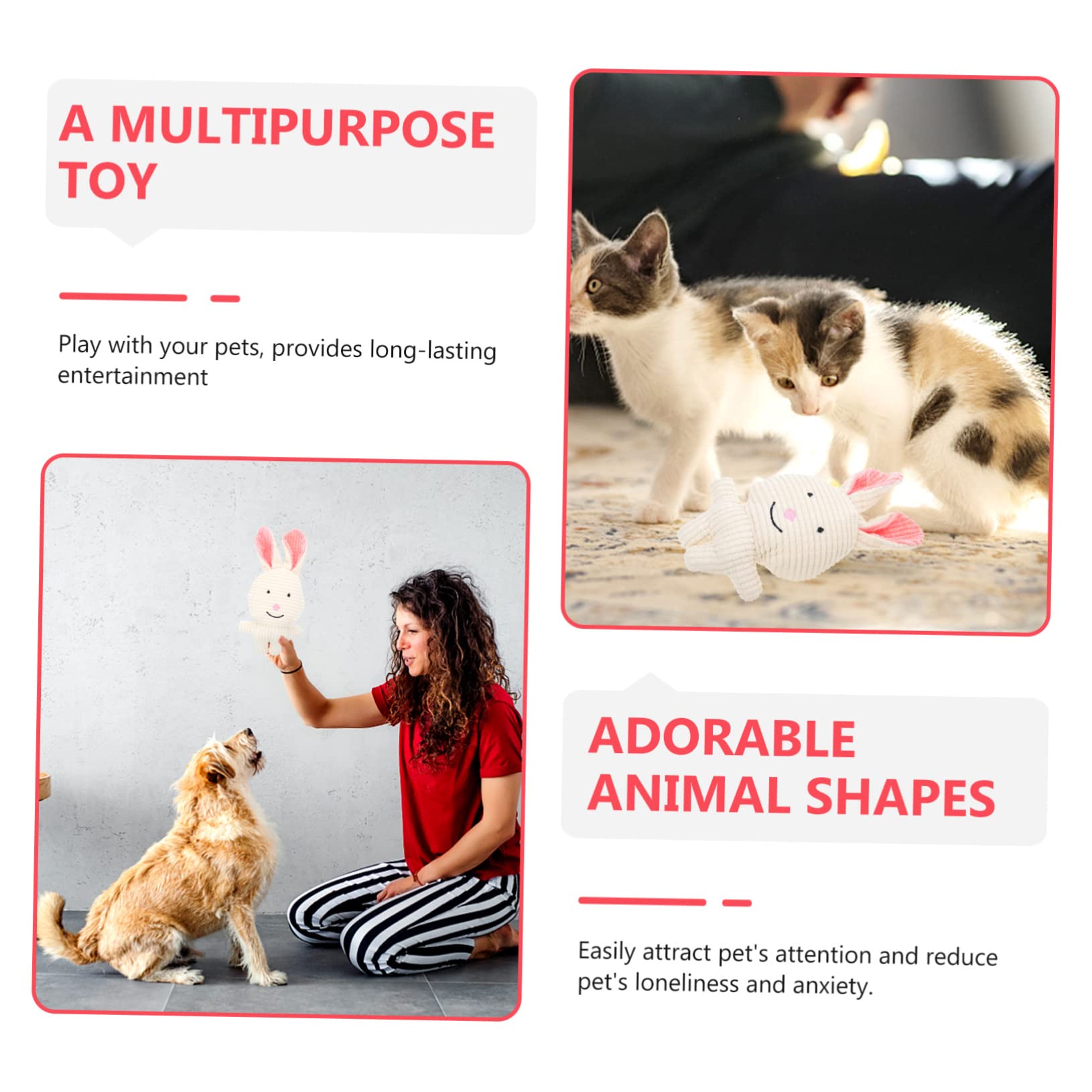 Toddmomy 5pièces Jouet à Mâcher pour Chiens Peluche Squeaky Accessoire pour Dentition Et Amusement Chiots Jouet Interactif pour Petits Et Moyens Chiens