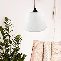Vista 6 de PRETYZOOM Pantallas plisadas medianas para lámpara de mesa, lámpara de pared, luces de pie, cubierta de lámpara de lino blanco, pantalla de repuesto