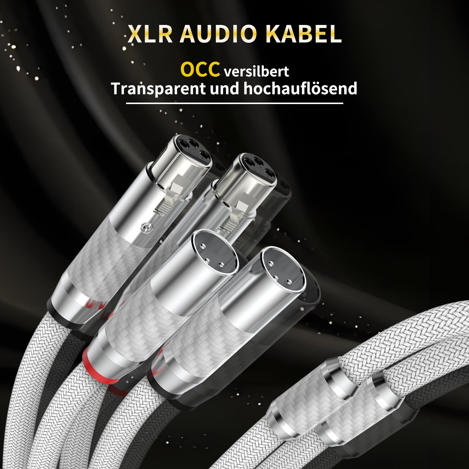 XLR Kabel Mikrofonkabel Versilbert Premium 3-Pin symmetrischer XLR Stecker auf Buchse Mikrofon-Kabel DMX Patchkabel für Mikrofon,Verstärker,Mischpult,Hifi Lautsprecher.(2M,Weiß)
