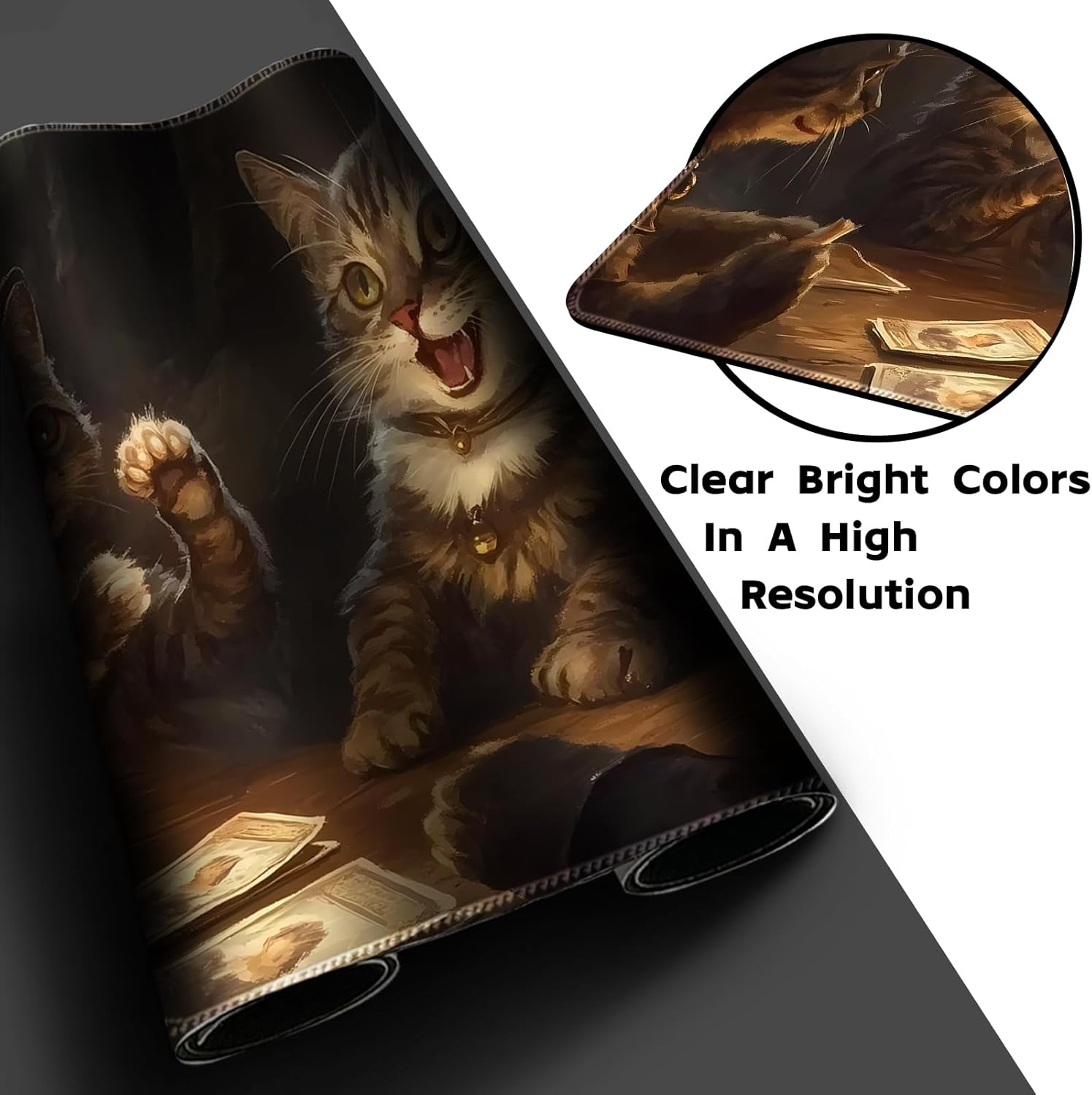 Playmat for MTG (Stitched) Size 24x14 inches, Including Storage playmat Bag - Very Suitable for Amateur Enthusiasts TCG MTG playmat and Card Areas(Cat 145-No Zone)