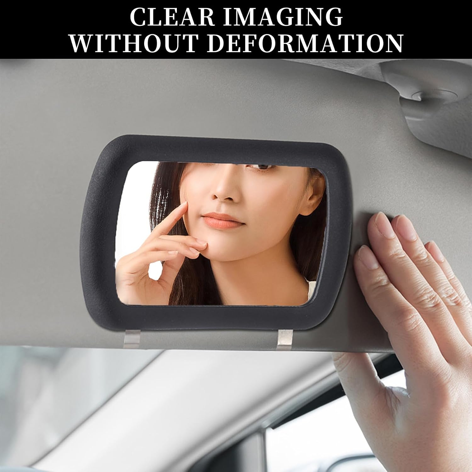 Car Sun Visor Vanity Mirror, Clip-on Automotive Makeup Sun-Shading, Vehicle Sun Visor Cosmetic Vanity Mirror for Women Girls, Universal Interior Car Accessories (Black)
