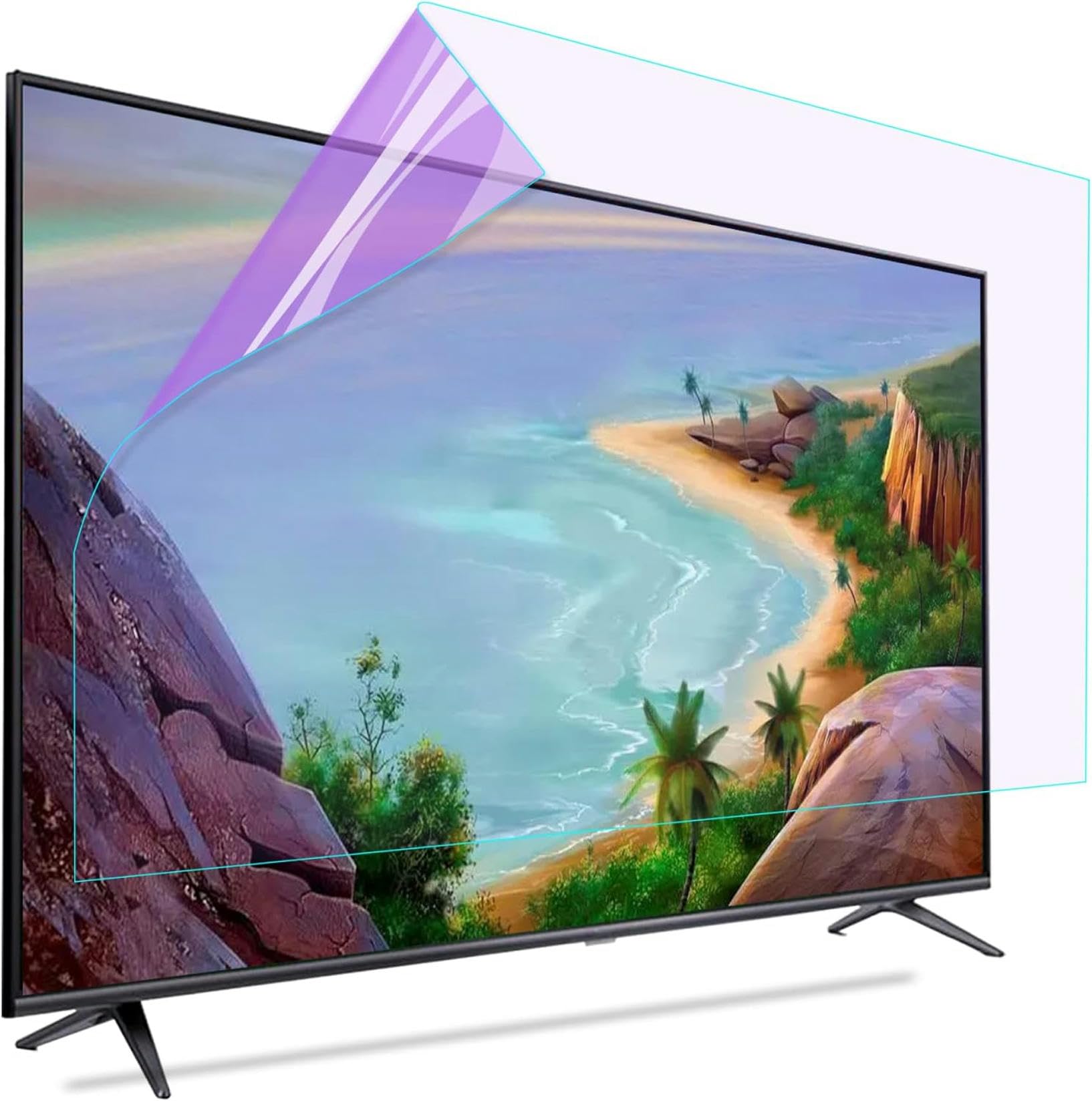 Protection D'Écran Tv Mate Anti-Reflets, Film Filtrant Anti-Éblouissement 50-65 Pouces, Anti-Lumière Bleue Pour Soulager La Fatigue Oculaire, Compatible Lcd, Led, Oled 4K Et Qled Hdtv / 65 Pouces 144