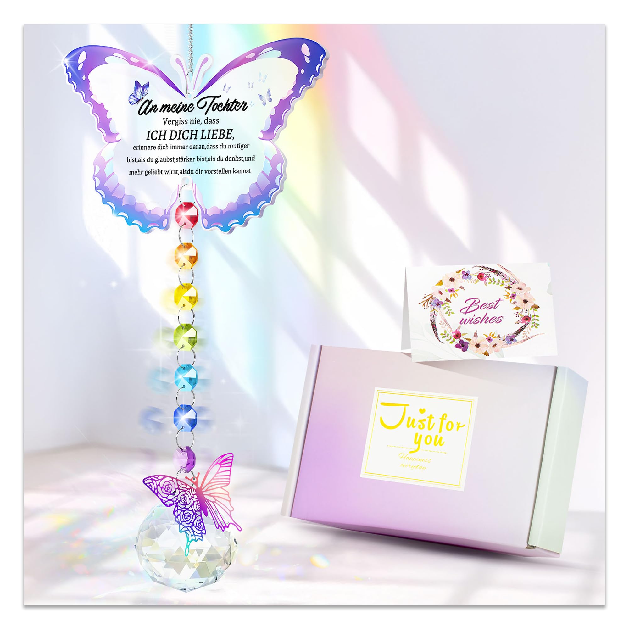 Tochter Geschenke von Mama Papa, Kristall Chakra Perlen Sonnenfänger Anhänger An Meine Tochter Geschenk, Abschlussfeier Geburtstagsgeschenke