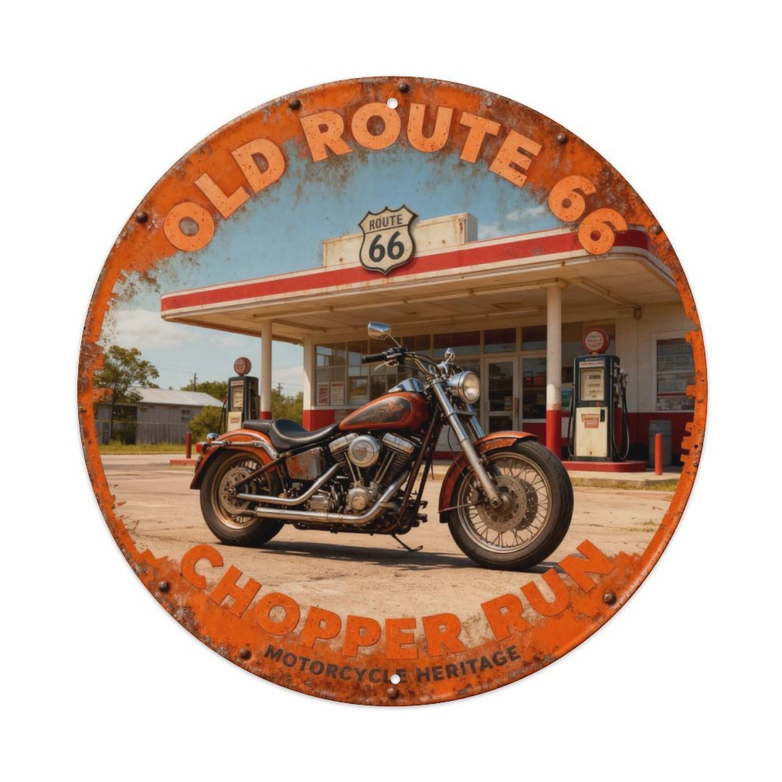 OLD ROUTE 66 CHOPPER RUN Metal Tin Sign Plaque
