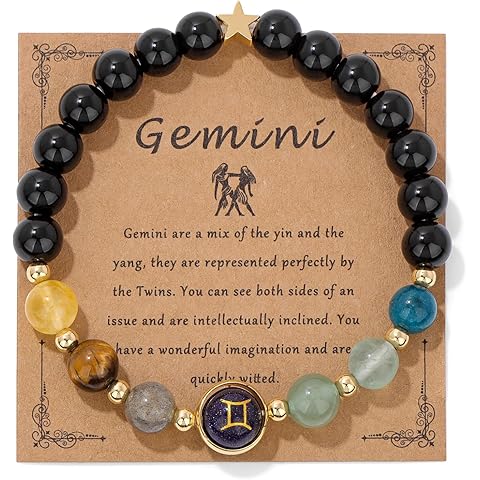 GolbalJew Zodiac Bracelets for Women 12 Constellations Healing Crystal Stone Beads Bracelet Birthday Zodiac Gifts Horoscope Spiritual Bracelet