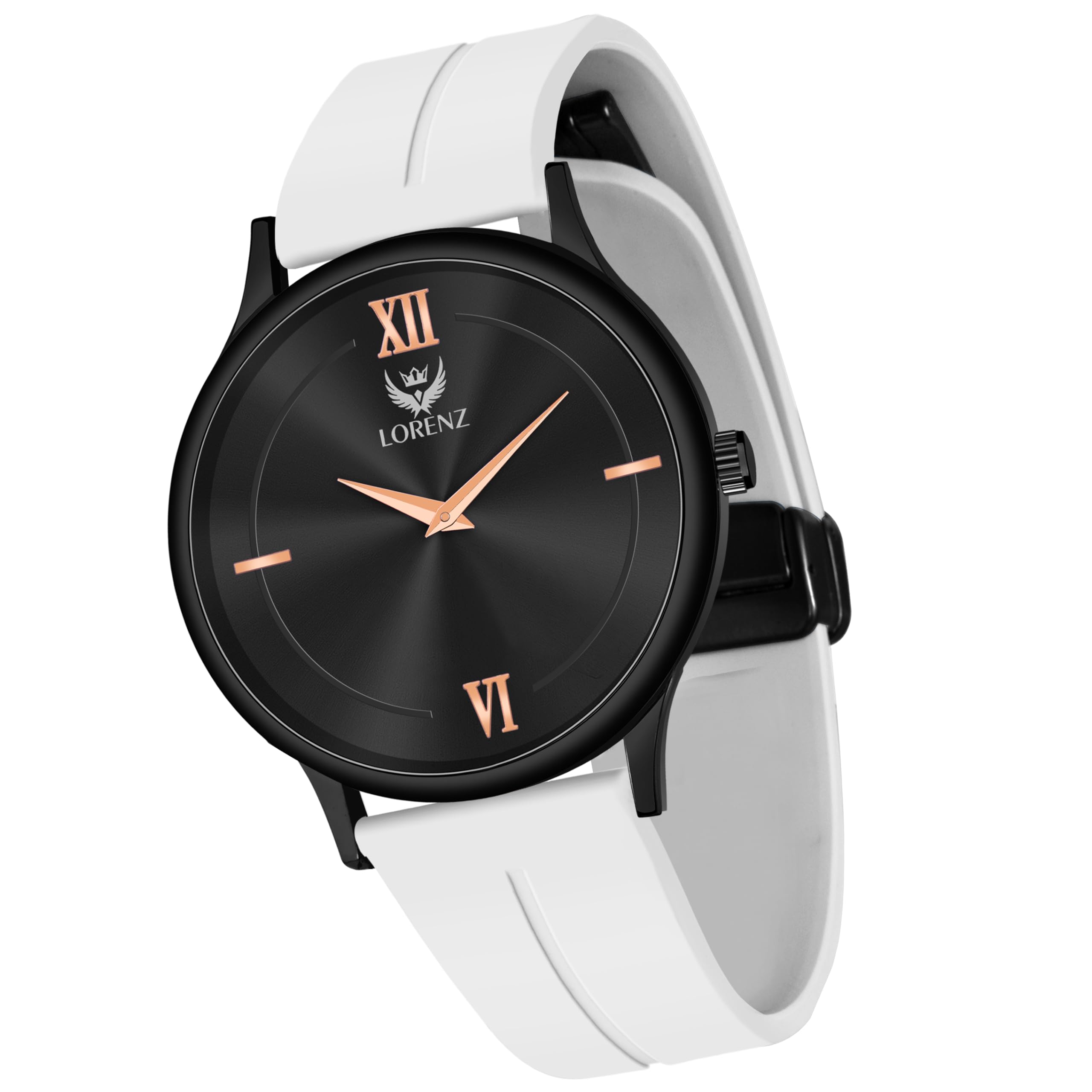 LORENZSlim Case Analog Watch with White Magnetic Lock Strap|Watch for Men & Women| MK-4073R