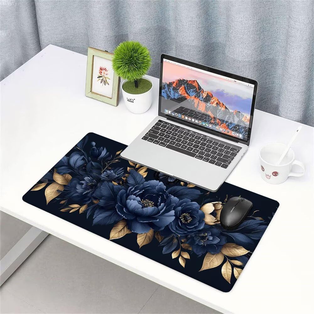 Alfombrilla de Mouse para Juegos, Nero, XXL, Antideslizante, Impermeable, Diseño de Fiore, Extendido, Grande, 1200x600x3mm, para PC, Laptop, Ufficio, Famiglia d-367
