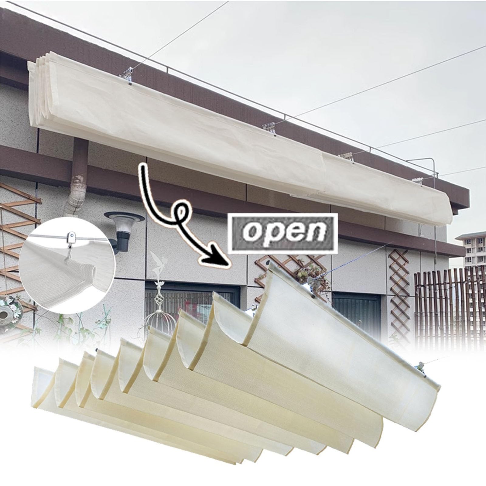 Generisch Einziehbarer Sonnenschutz Markise Elektrische Pergola-Abdeckung Mit Installationsset Verstellbares Wellen-Sonnensegel Für Terrasse Garten Outdoor-Pavillon UV-Schutz