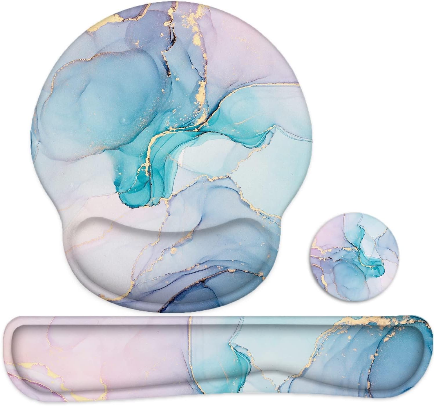 LATEEFAH Blue Marble Large Mouse Pad Wrist Support with Keyboard Wrist Rest