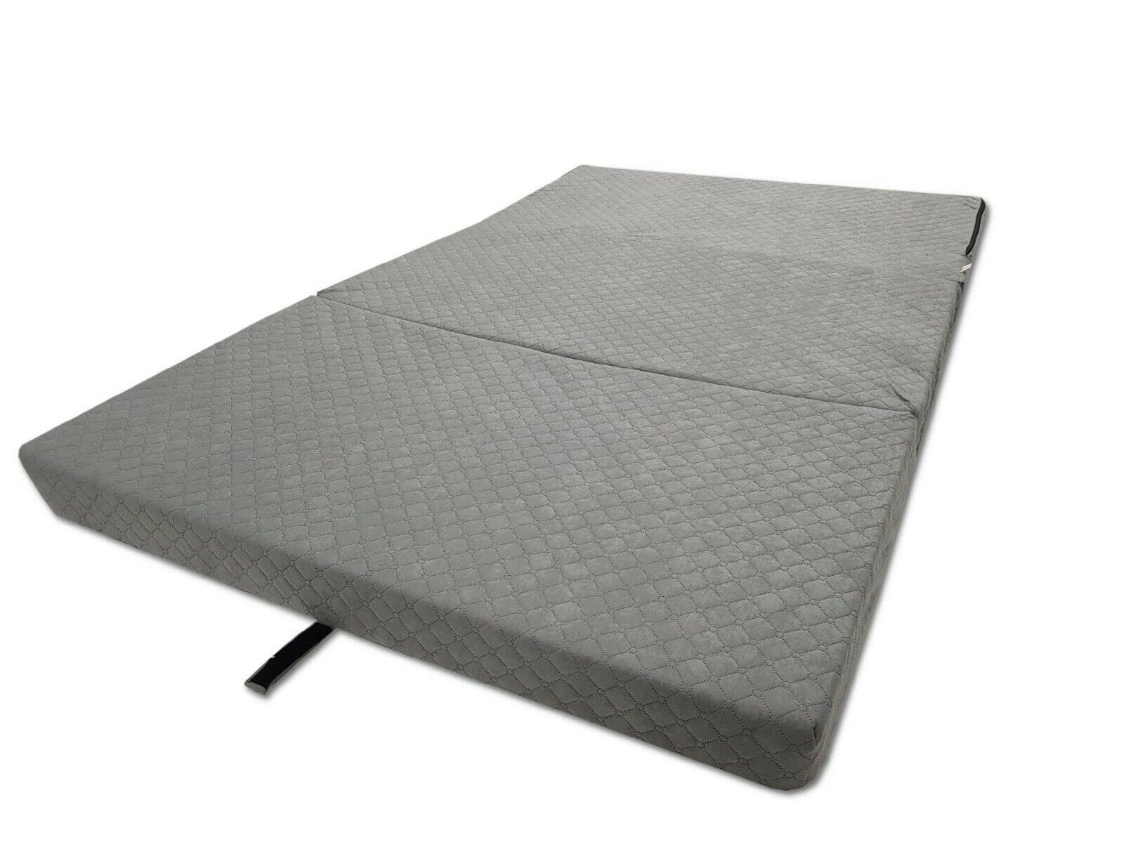 Odolplusz Składany materac klasy premium, dla gości, wyprodukowano w UE, 200 x 120 x 10 cm, może być stosowany jako materac, łóżko dla gości (kolor szary)