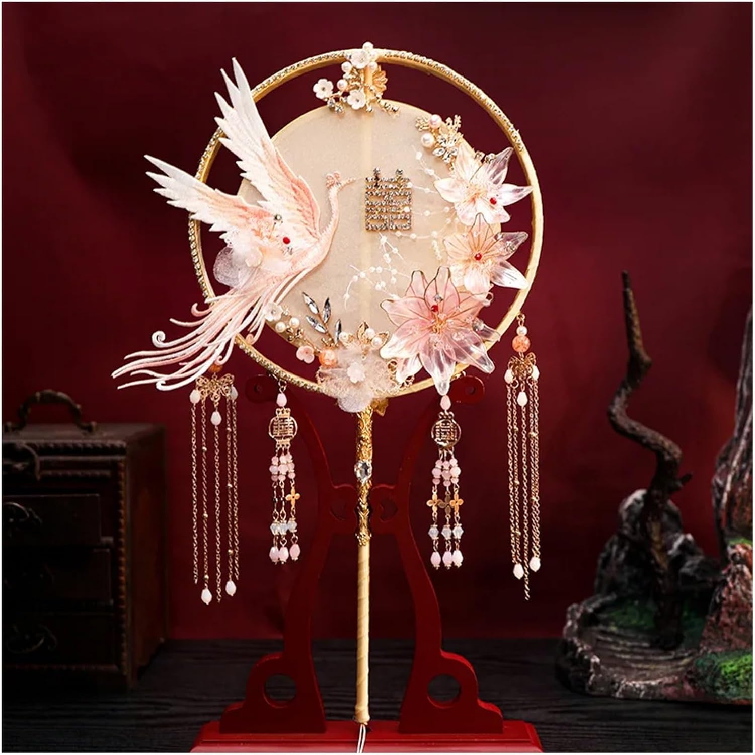 Bridal Round Fan Antique Double Sided Wedding Retro Photography Hold Prop For Decoration Supplies