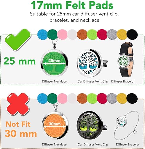 Miniatura 2 de Maromalife 60 almohadillas de repuesto de aceites esenciales, almohadillas de fieltro de 0.67 pulgadas, almohadillas de repuesto para aromaterapia,