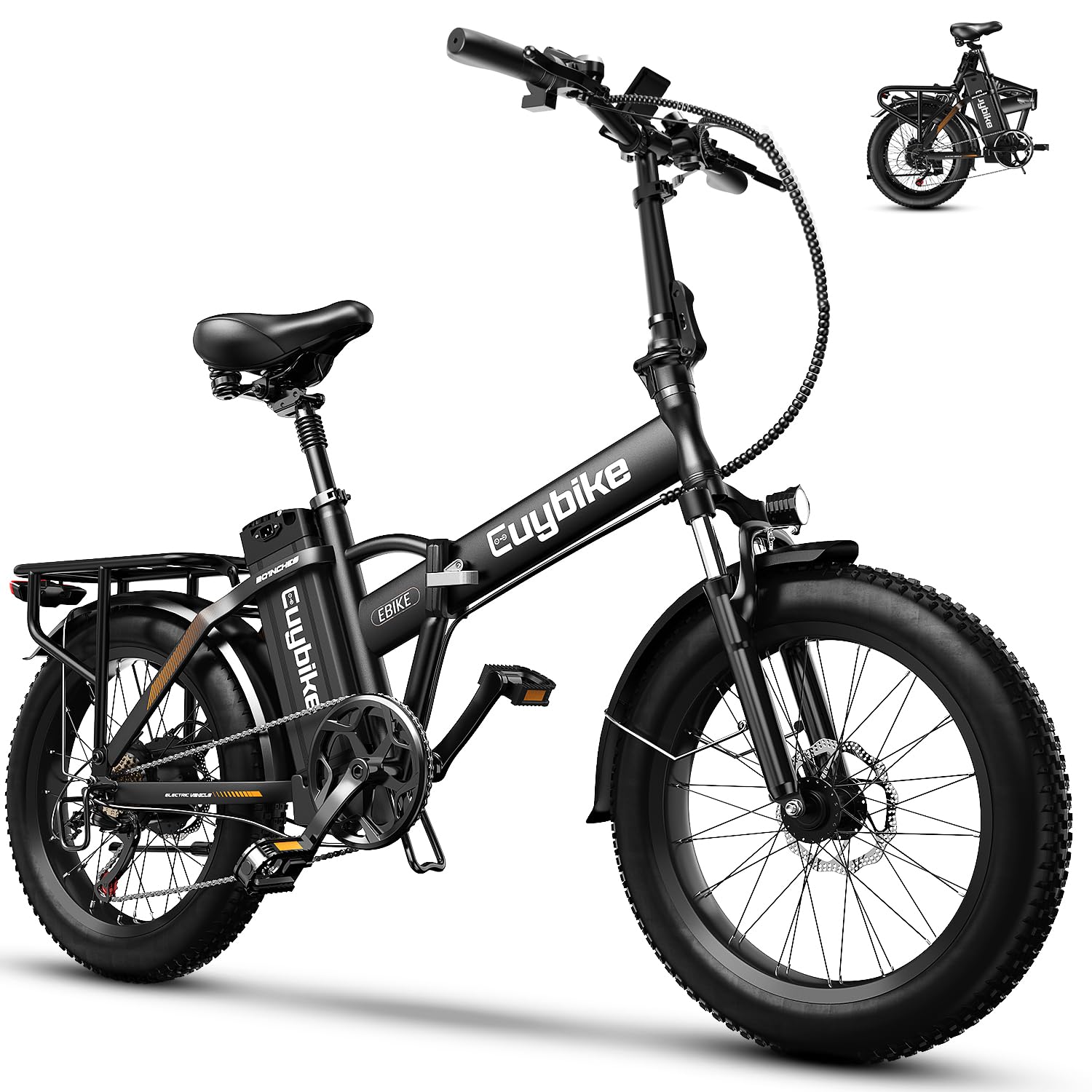 1000W Folding Electric Bike,48V 20AH Removable Battery E Bike,30+MPH,80 Miles Max Range Electric Bike for Adults,20" Fat Tire Foldable ebike,Adult Electric Bicycle for Commute Beach Snow