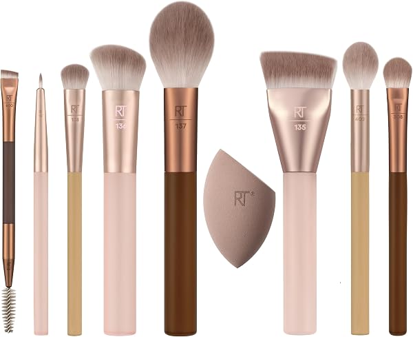 Real Techniques New Nudes 2.0 All Angles Face 10 Piece Set, Face & Eye Makeup Brushes, Includes Makeup Sponge, For Foundation, Concealer, Blush & Eyeshadow, Cruelty-Free - 2