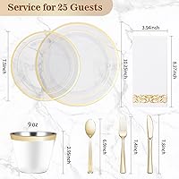 Vista 36 de BESTVIP 175 PCS Gold Dinnerware Set for 25 Guests, Plastic Dinnerware Set for Party, Wedding, Christmas, Halloween, Include: 50 Plastic Plates, 25