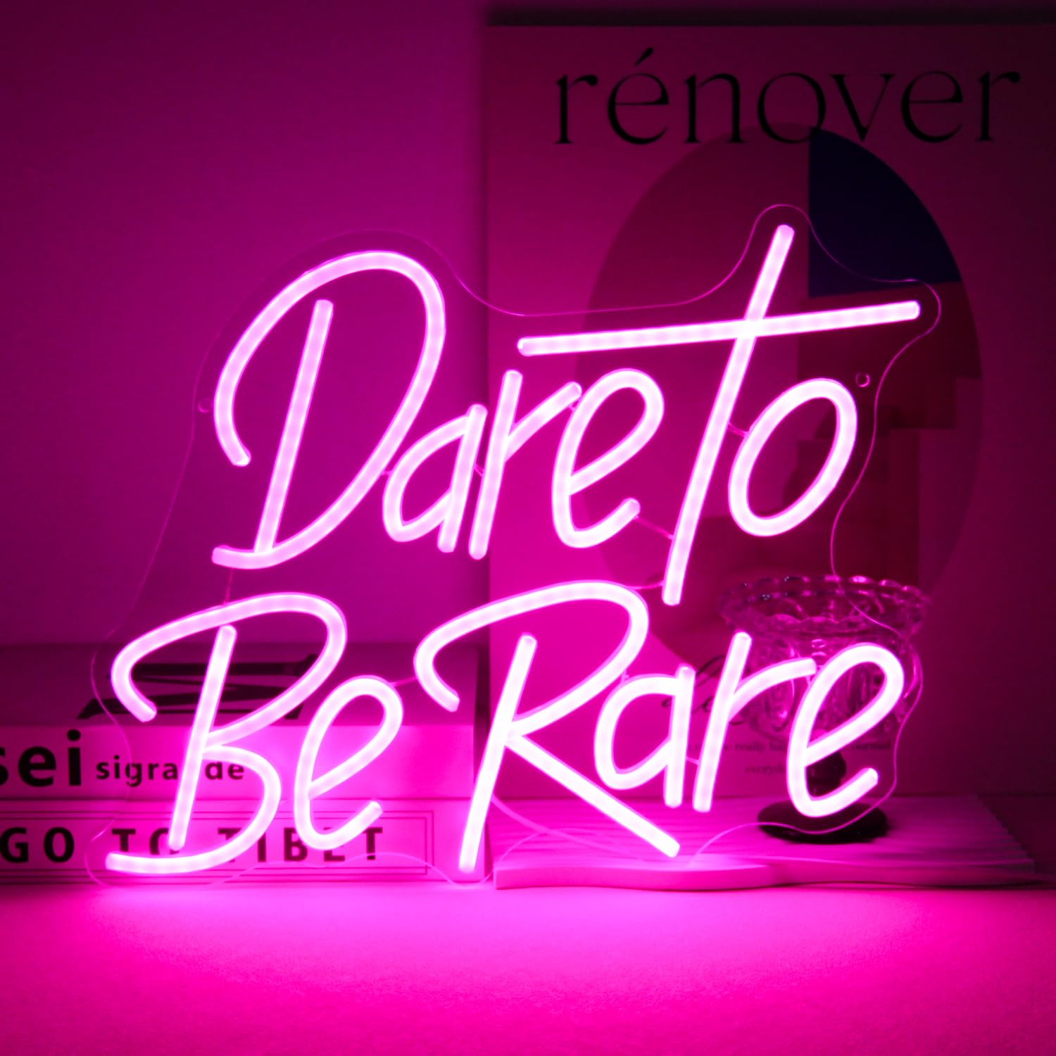 Letrero LED de neón rosa para decoración de dormitorio, regalo para niña