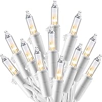 Joiedomi 100 Count Warm White Mini Fairy String Lights, 21.4FT Waterproof Indoor Outdoor Christmas Lights, Connectable UL Certified White Wire