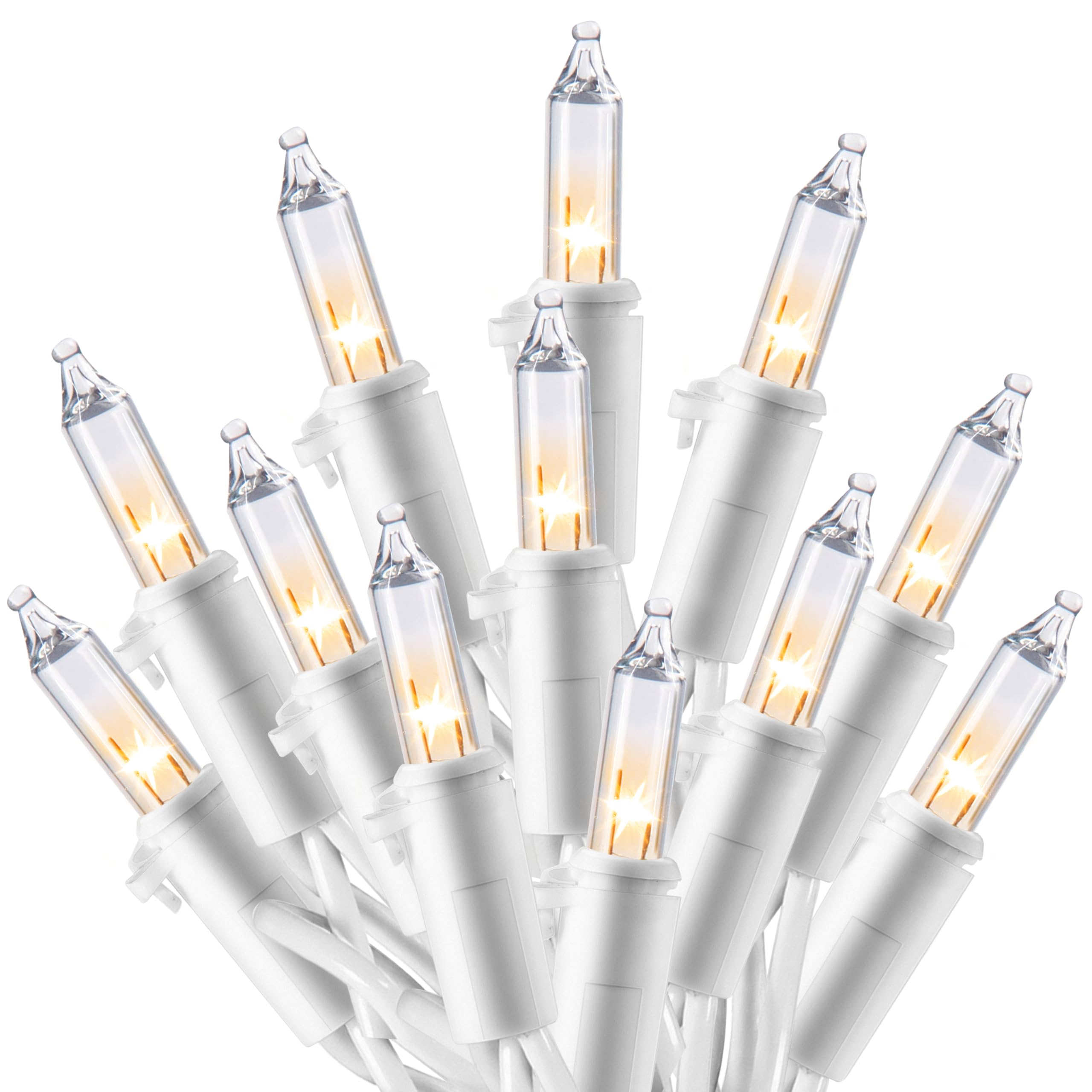 Joiedomi Christmas String Lights Indoor,100 Count Mini Warm Fairy Light Outdoor,21.4 FT Decor for Patio Dorm Classroom Bedroom Holiday Wedding Party Garland Birthday Valentines Day,White Wire