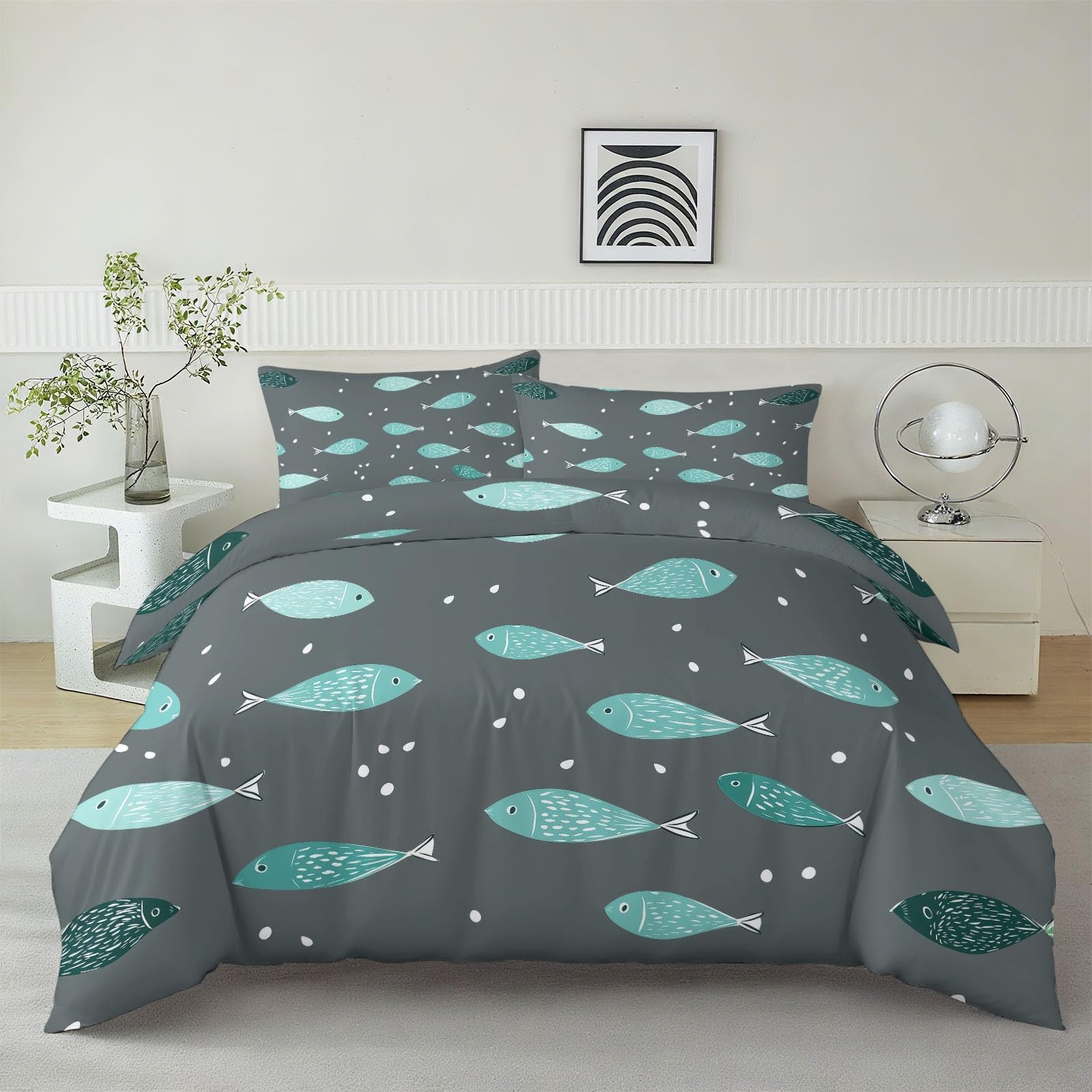 Housse de couette simple et minimaliste en microfibre grise pour un style épuré