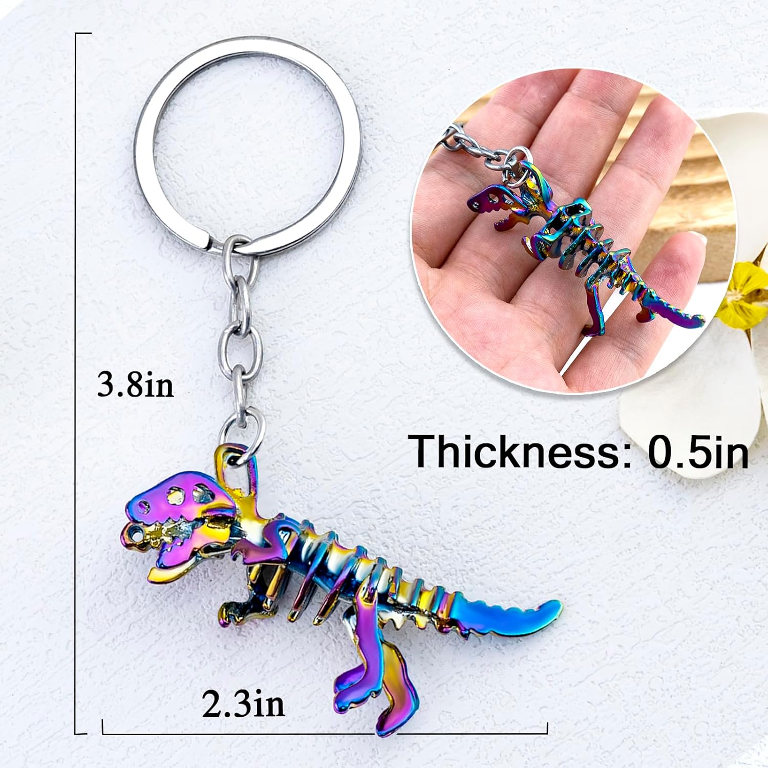 Skull Dinosaur Keychain Dino Gifts For Men Boyfriend Husband Gift For Dinosaur Lovers Cool Unique Gifts For Him Metal Keychains Backpack Charm Car Accessories - Image 2