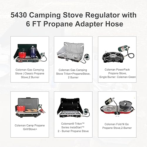 Miniatura 7 de Thaekuns 5430 Regulador de estufa de camping con manguera adaptadora de propano de 6 pies para accesorios de estufa Colemanparrilla de propano,