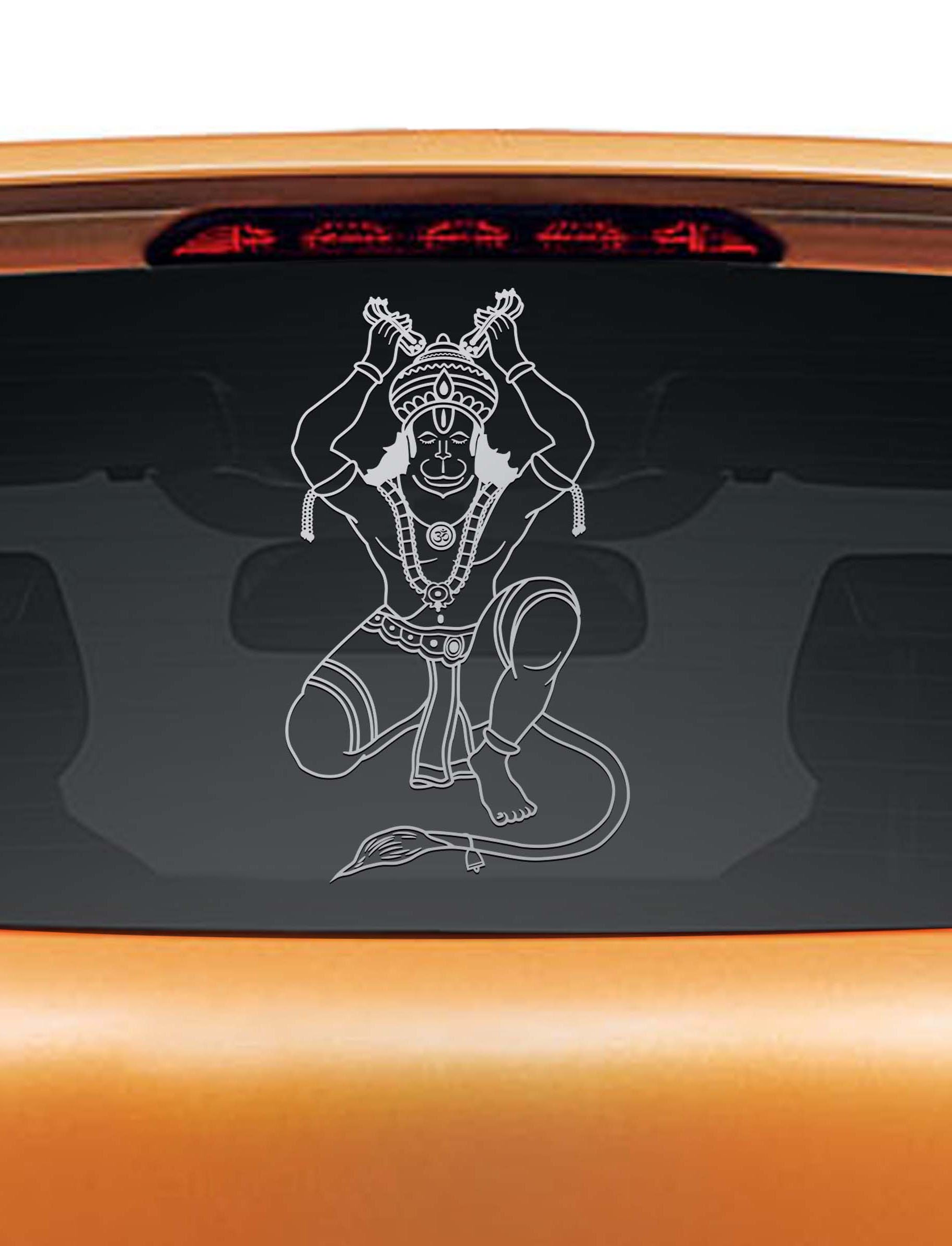 WallDesign Vinyl Car Stickers Hanuman Chanting Ram Naam Reflective, Silver