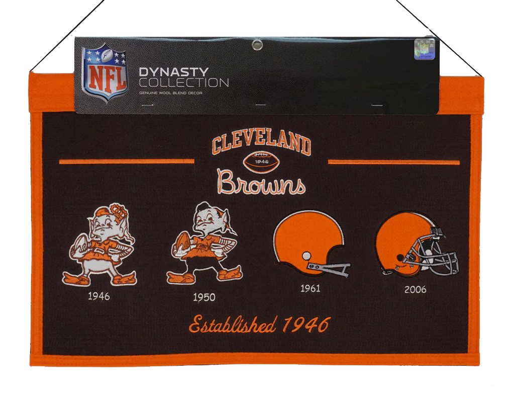 Cleveland Football Browns Established 1946 - Classic Logos through the years Wool Heritage Dynasty Banner 22 x 14