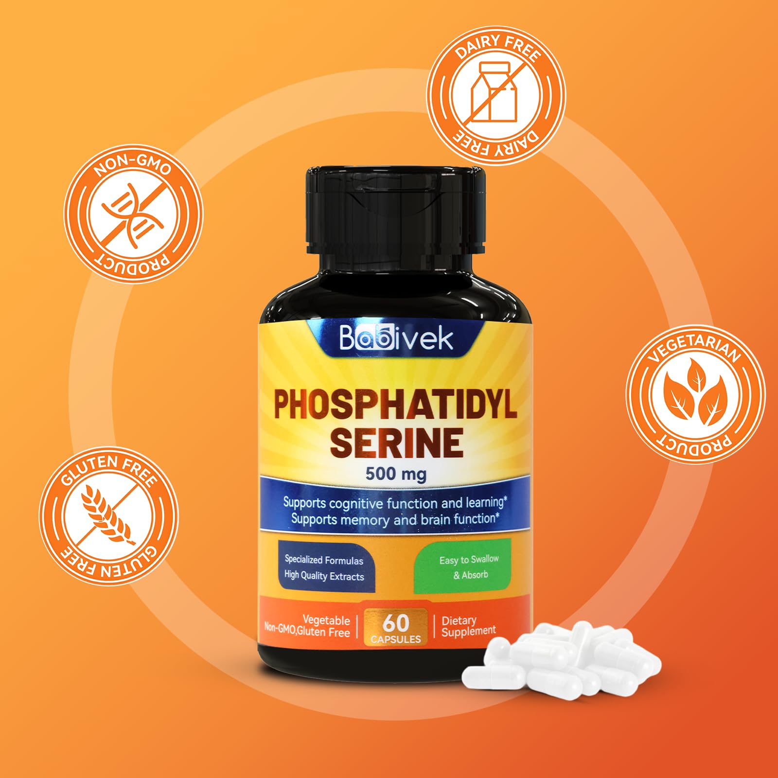 Phosphatidyl serine 500mg, Compound Derived from Soy Lecithin, 60 Count — Amazon image 5