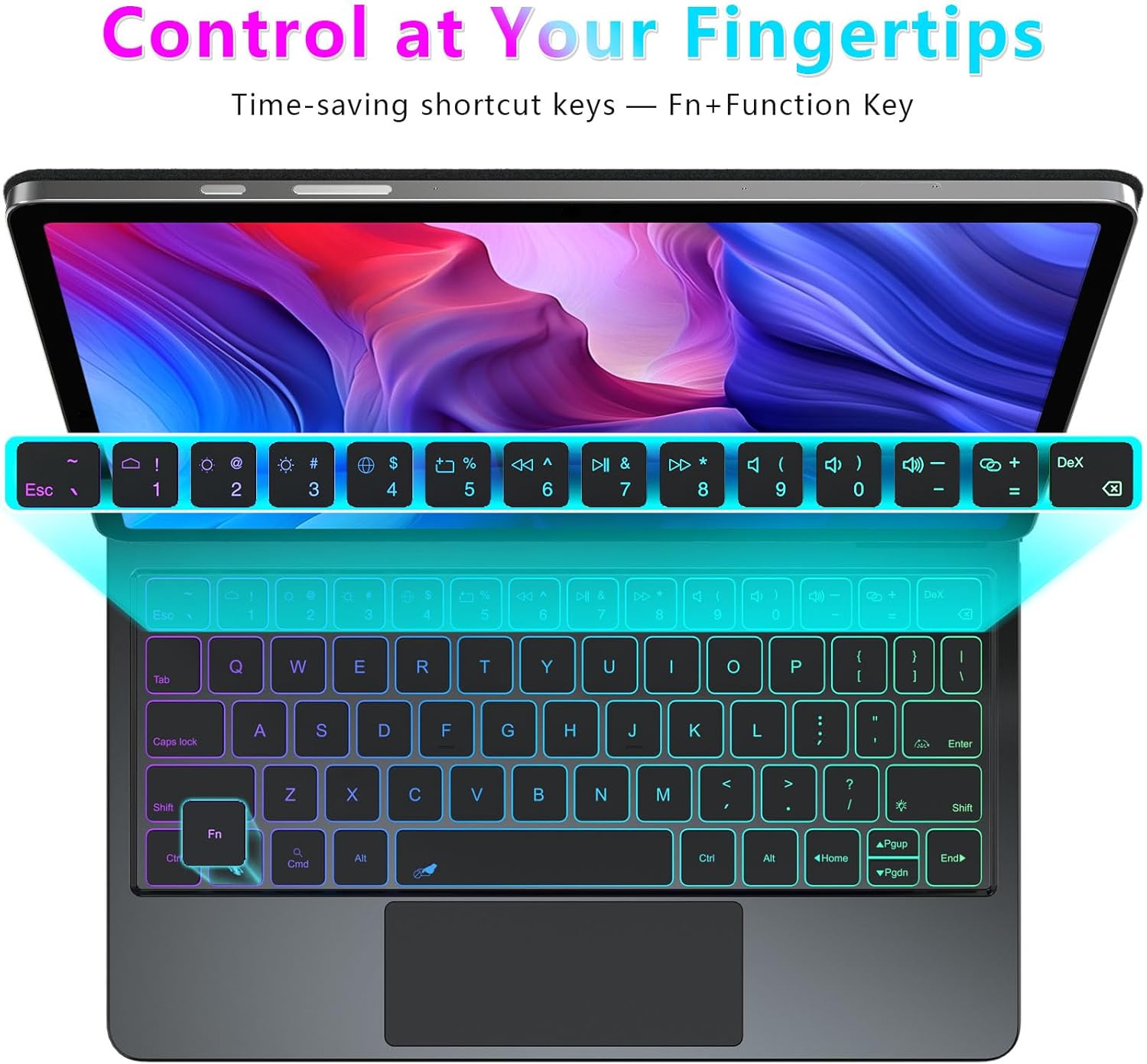 Keyboard Case for Samsung Galaxy Tab S10 Lite/S10/S9 FE 10.9'' and S11/S9/S8/S7 11" Magnetic Keyboard Floating Cantilever Stand with Multi-Touch Trackpad Wireless Backlit with S Pen Holder