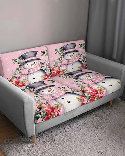 Miniatura 3 de Fundas de cojín para sofá de Navidad con diseño de muñeco de nieve, funda elástica para sofá con parte inferior elástica, fundas de sofá con diseño