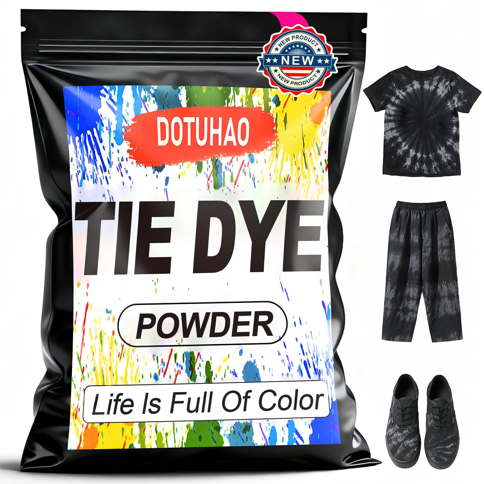 Tie Dye Powder, Black - Clothing Dye, Procion Dye, Powder Dye for Tie Dye - Permanent & Washfast Powder Tie Dye, Creative Dye for Clothes, Tie Dye Supplies, Tie Dye for Adults (Black,2 OZ)-picture-28