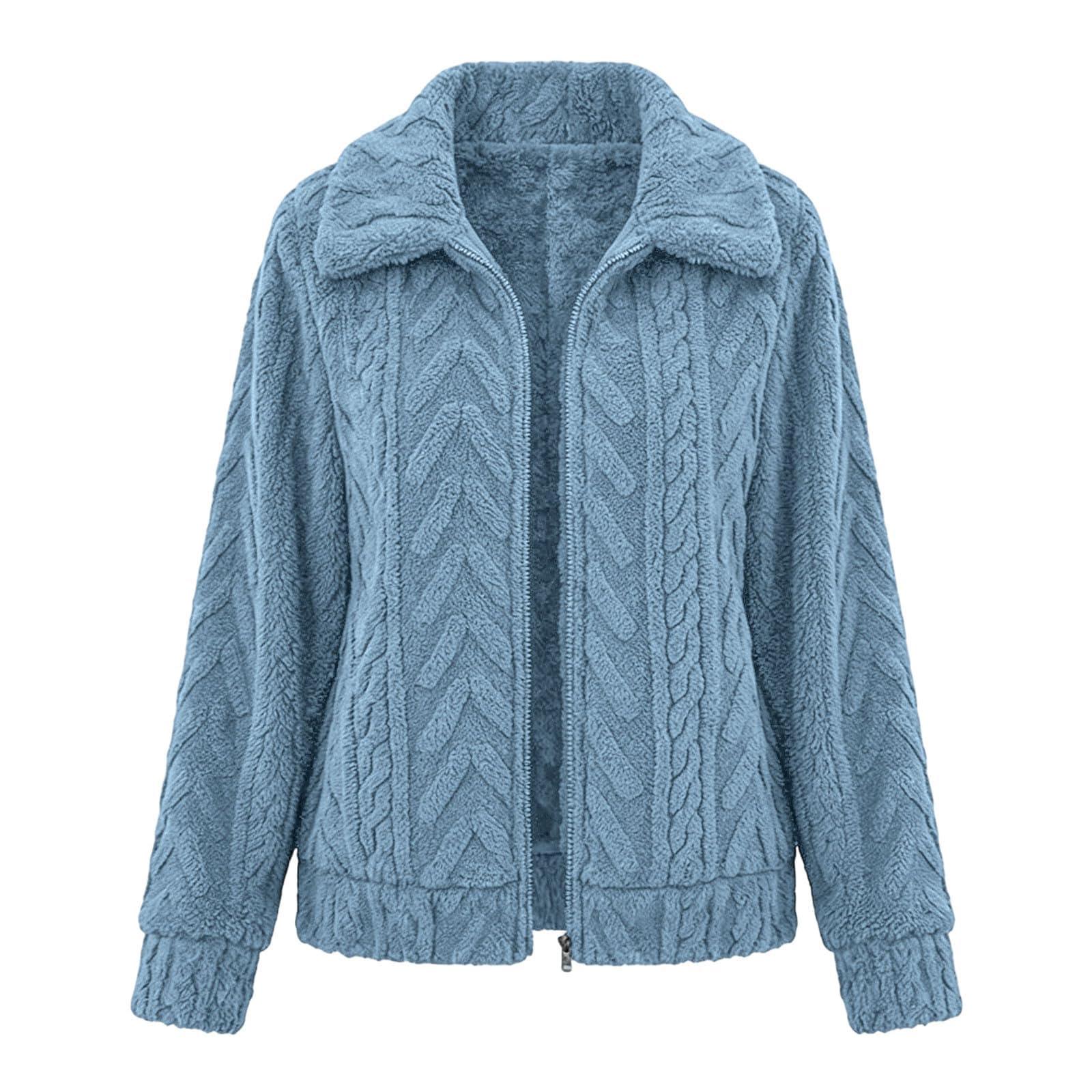Winterjacke Damen Warm Plüschjacke Einfarbig Fleecejacke Winddicht