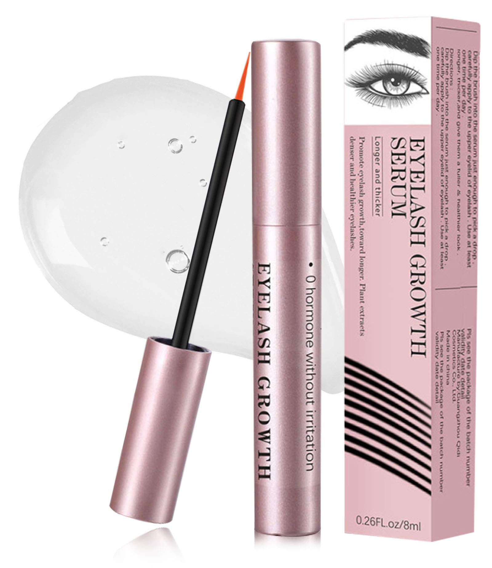 Eyelash Growth Serum, Natural Ingredients Lash Serum with Biotin and Growth Peptides for Long Thick Lashes and Eyebrow Extensions, Improve Strength and Reduce Brittleness