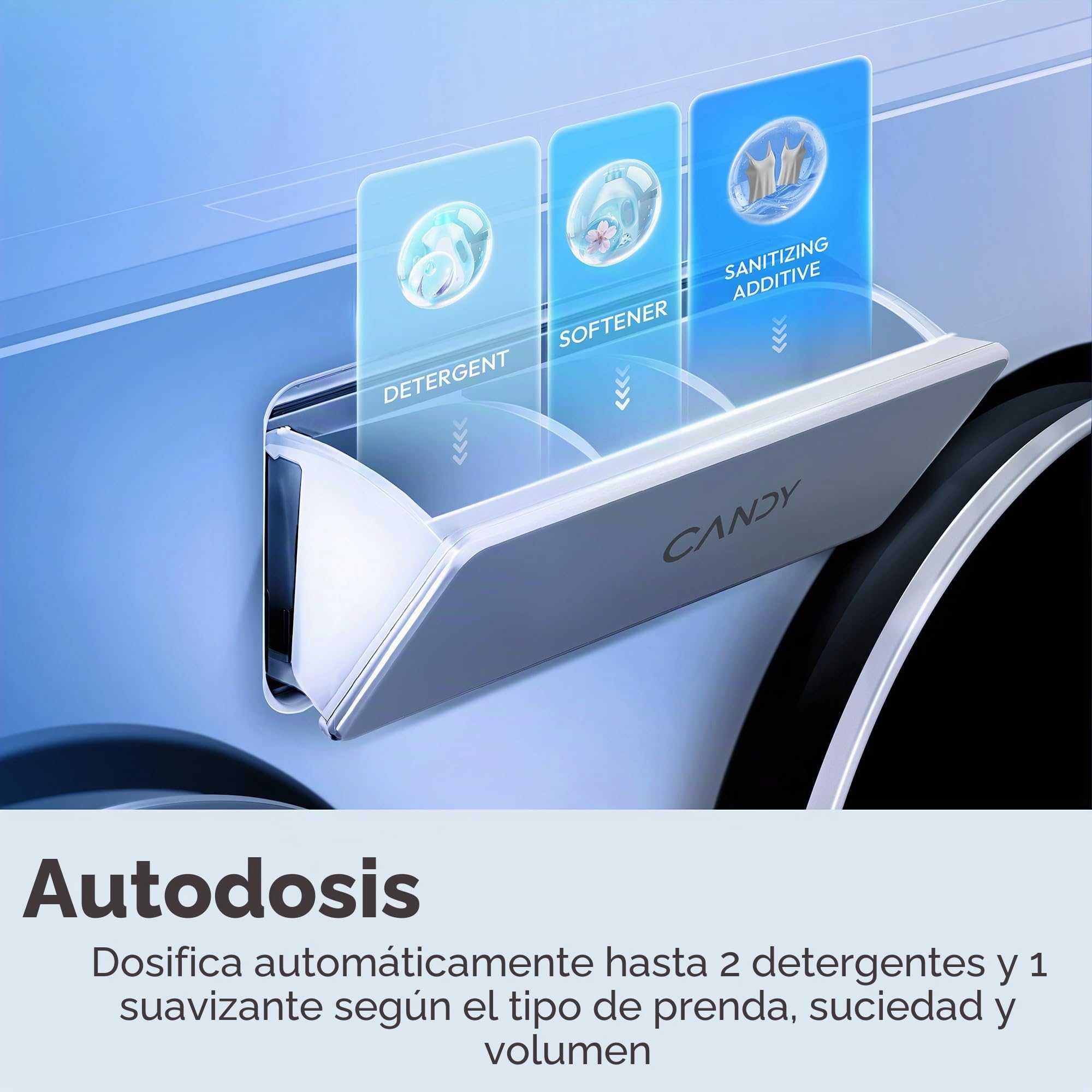 Candy MultiWash Lavadora 3 Discos Independientes 10 + 1 + 1 kg 1400 RPM Motores Direct Drive Autoensamblaje Smart AI, Clase A, Higiene UV Blanco