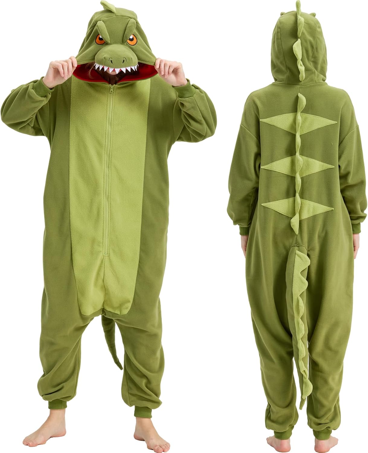 Adult Dinosaur Onesie Tyrannosaurus Rex Halloween Costume Animal Cosplay One-Piece Pajamas for Women and Men