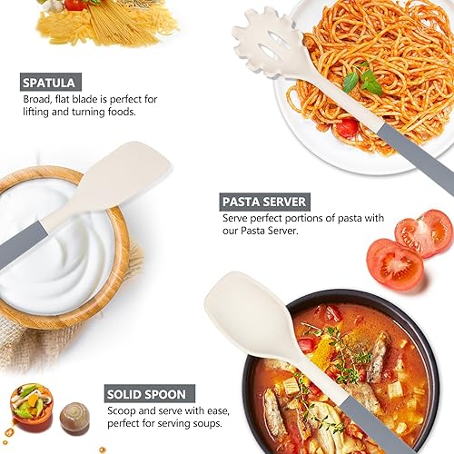 Miniatura 3 de Juego de utensilios de cocina de silicona, 6 piezas resistentes al calor, utensilios de cocina antiadherentes sin BPA, esenciales aptos para