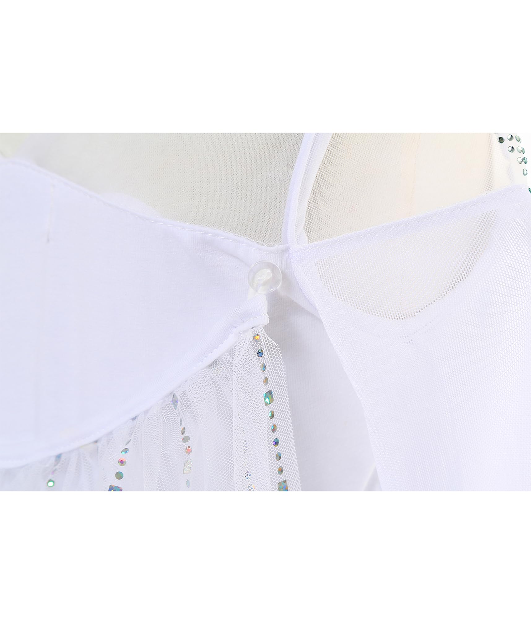 Aoiviss Vestido de Princesa de Lentejuelas para Niñas Disfraz de Princesa de Manga Larga de Diamante Blanco Fiesta Carnaval