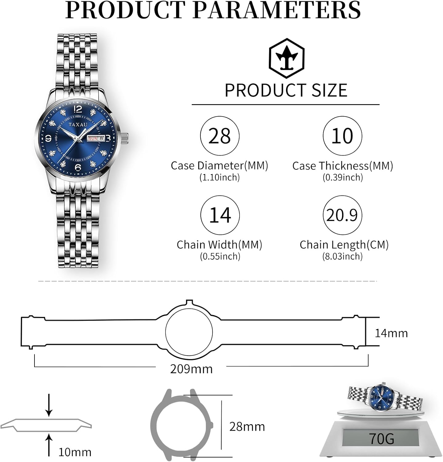 Womens Watch Fashion Dress Waterproof Silver Watches for Women Casual Easy Read Quartz Analog Women's Watch Two Tone Stainless Steel Ladies Watches with Day Date - Image 2