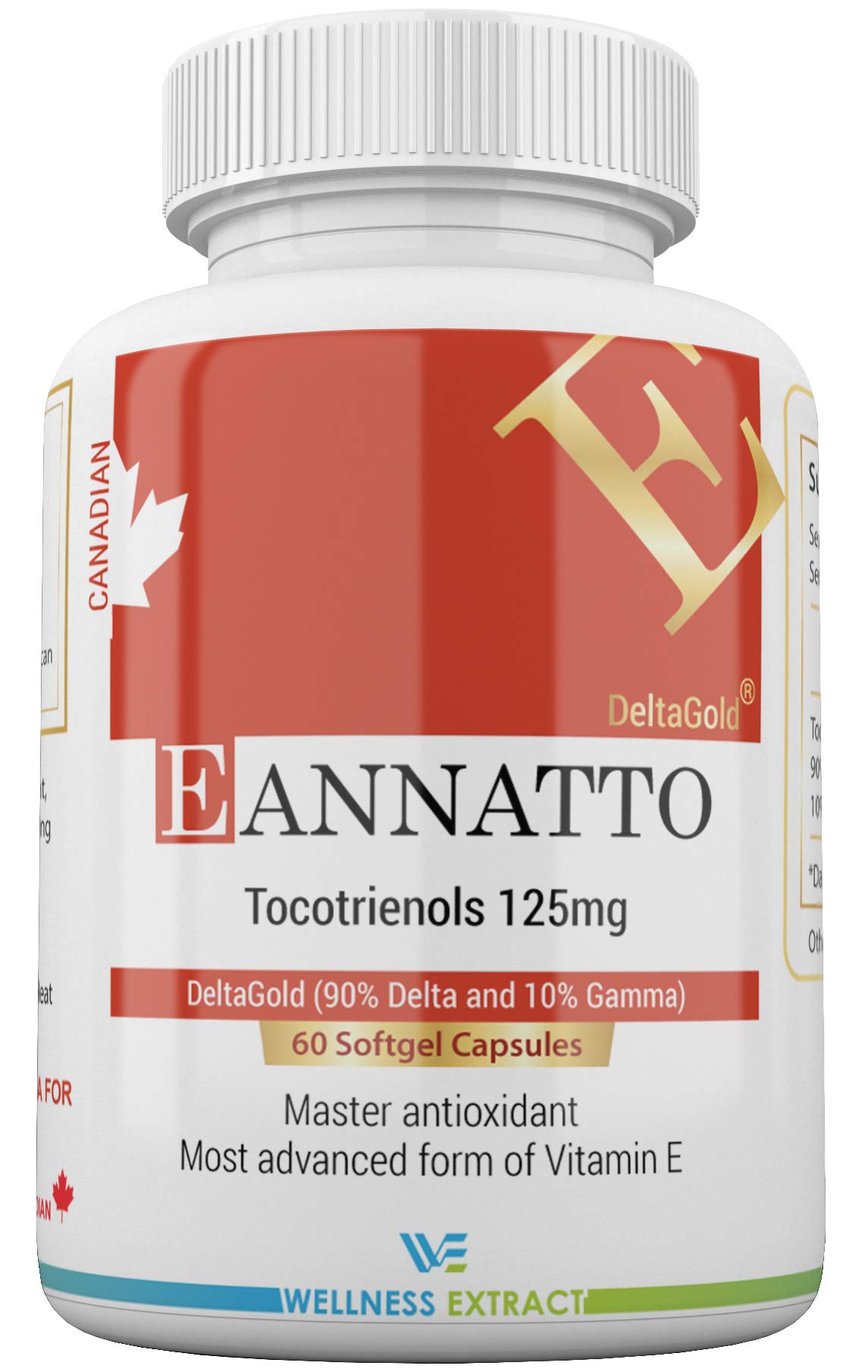E Annatto DeltaGold Tocotrienols 125mg Vitamin E 60 softgel, TocopherolFree