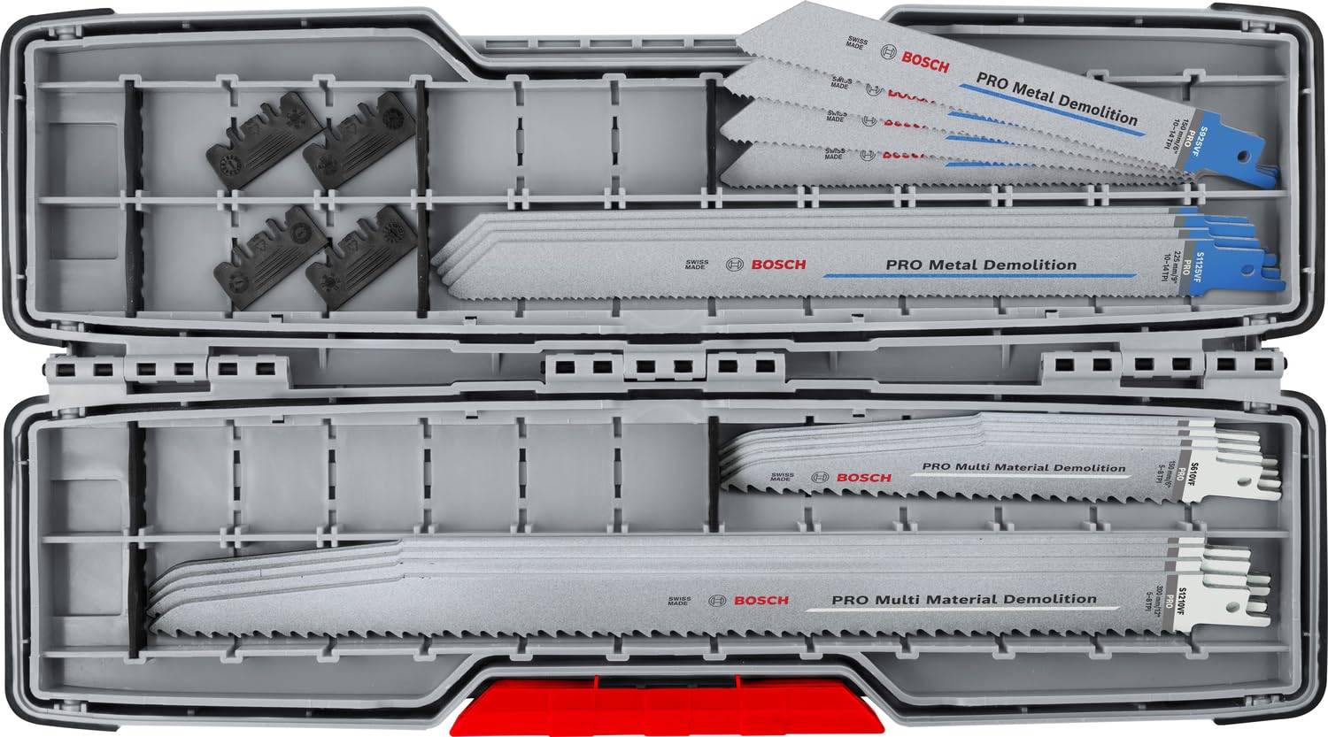 Bosch 16x PRO Tough Box Demolition Säbelsägeblatt-Set, 16-tlg. (für Rohre und Profile aus Metall, Nichteisenmetalle, Länge mm, Professional Zubehör Säbelsäge)