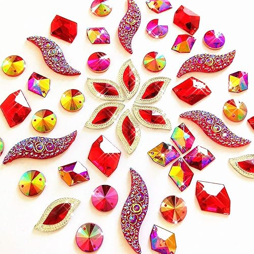 Vista 12 de 50 piezas de gemas de espejo AB de diferentes formas con efectos especiales para coser, diamantes de imitación facetados para manualidades, ropa