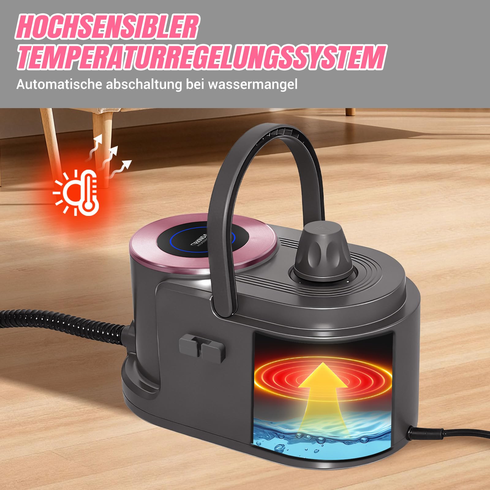 2000W Dampfreiniger für Alles, 5 Bar Hochdruck dampfmaschine, 1,9 L Wassertank, Dampfreiniger Boden mit 11 Zubehörteilen, Dampfente Steamer Cleaning Fenster Fliesen Teppich Polster Bad Dampfdruck