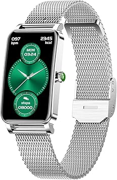 Amazon レディース スマートウォッチ 腕時計 Ip68防水 Facebook Line着信通知 睡眠検測 生理周期通知 かわいい おしゃれ 多機能 遠隔カメラ 消費カロリー Iphone Android対応 おしゃれ 母の日 彼女 カロリー消費 走行距離 スマホ探し長い待機時間 日本語対応 シルバー