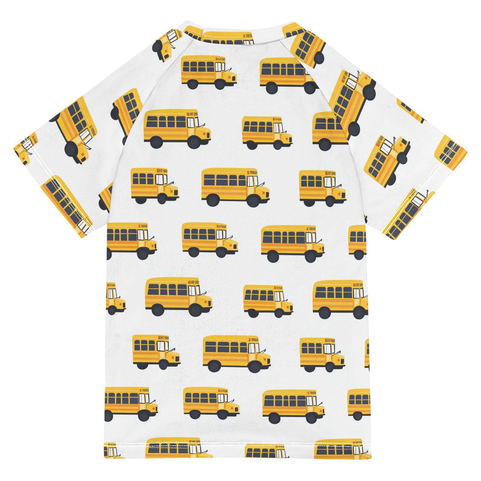 Bathing Suit Kids Short Sleeve Kids Swimsuits for Girls 4T School Bus White