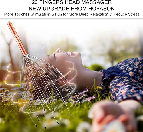 Miniatura 2 de HOFASON Masajeador de cabeza Rascador de cuero cabelludo con 20 dedos rascador de cabeza hormiguero masaje de cuero cabelludo Relax masajeador de
